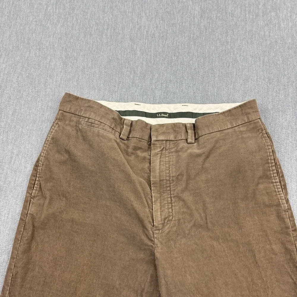 L.L. Bean‎ Corduroy Pants Mens 33x29 Brown Tan Comfort Waist Stretch Classic Fit